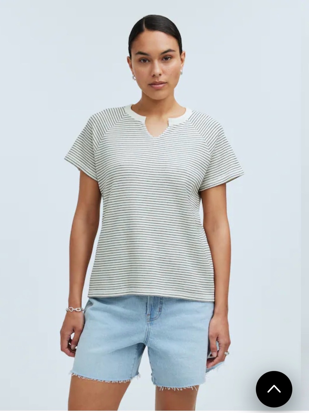 Madewell Splitneck Raglan-Sleeve Tee in Stripe XS